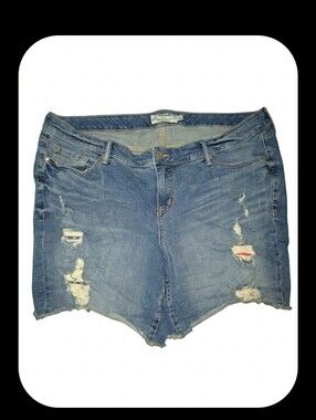 Plus Size 24 Torrid Distressed Blue Denim Women's Shorts American Flag